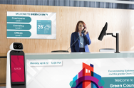Greet, guide, and inform visitors with CLOi GuideBot and bold lobby signage