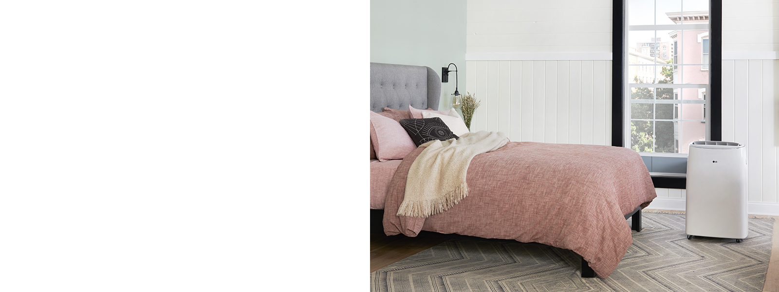 Portable air conditioner in a bedroom