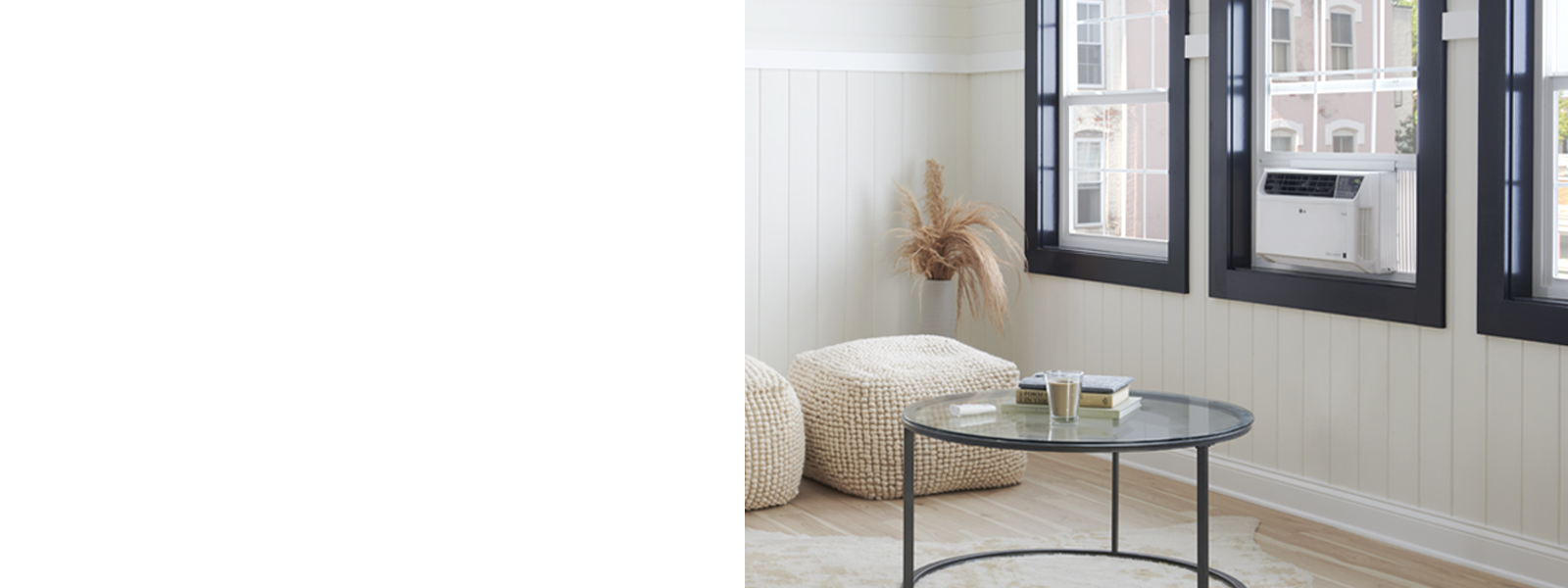 Window air conditioner in a living room
