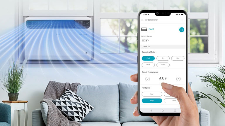LG Air conditioner with smart phone app display