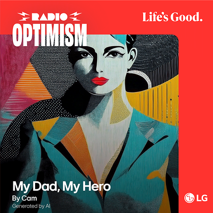 The album cover of My Dad, My Hero, created by Cam through AI.
